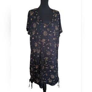 Torrid Black Lounge Sleep Dress with Gold Sun and Moon Design